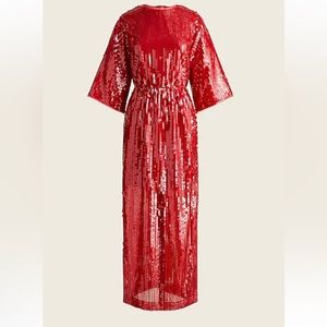 J Cree Red Sequin V Back Dress, Sz 8, NWT